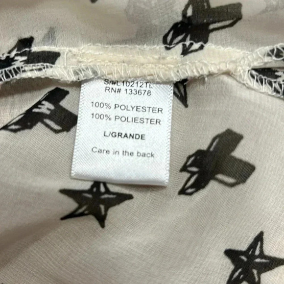 Sheer,lace up,blouse,cross,stars,hi lo,punk,goth,cosplay,steampunk,whimsigoth - Picture 9 of 12